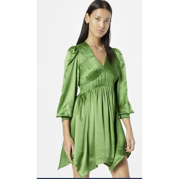 All Saints $395 Cactus Esta Silk Blend Asymmetrical Hem Mini Dress Sz 0 NWT - Picture 4 of 10